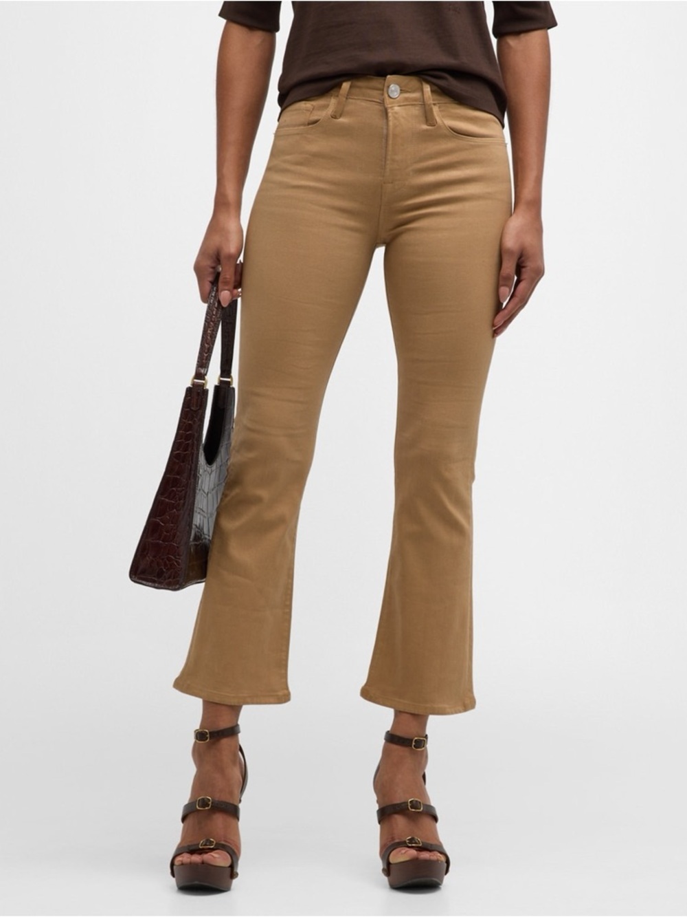 FRAME Le Crop Mini Boot Jeans 24 Beige NWT Designer Denim High Rise - Picture 4 of 6